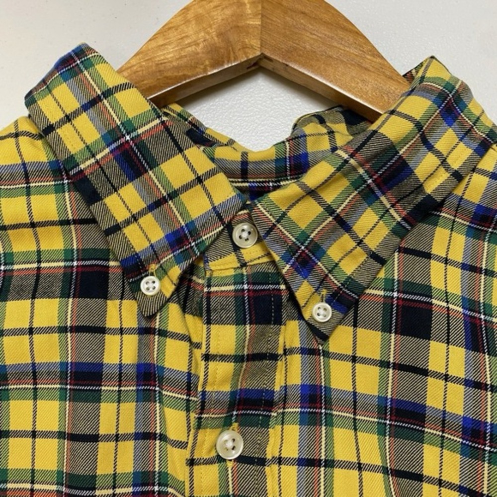 Vtg 90s Ralph Lauren Button Down Mens XXL Yellow Plaid Custom Fit Preppy Cabin‎ - Picture 4 of 9